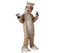 Koongso Kids Benjamin Cheetah Costume, Animal Leopard Halloween Cosplay Jumpsuit with Headpiece, Boys Officer Panther Costume Onesies Party Dress Up