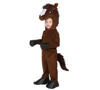 Koongso Kids Bullseye Pony Horse Halloween Costume, Boys Girls Brown Pony Animal Cosplay Jumpsuit School Dress Up with Horse Head Mask and Tail