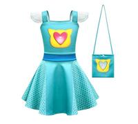 Koongso Kids Cartoon Super Cat Costume Girls Cute Kittens Bitsy Buddy Ginny Sparks Fly Sleeve Dress and Bag Halloween Birthday Role Play Party Outfits Casual Dress Up