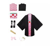 Koongso Kids Nezuko Anime Cosplay Costume, Girls Nezuko Kimono Uniform Outfit Halloween Demon Costume Role Play Set