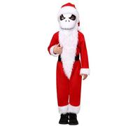 Koongso Kids Nightmare Christmas Jack Costume, Unisex Child Santa Jumpsuit Hat with Skeleton Full Head Mask Halloween Carnival Party Outfits Performance Props