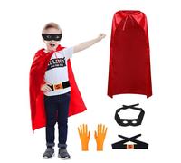 Koongso Kids Potato Superhero Costume Set - Red Cape, Felt Mask, Orange Gloves & Black Belt, Child World Book Day Costume School Book Week Outfit