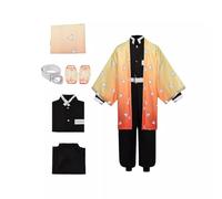 Koongso Kids Zenitsu Anime Cosplay Costume, Boys Zenitsu Kimono Uniform Outfit Halloween Costume Role Play Full Set