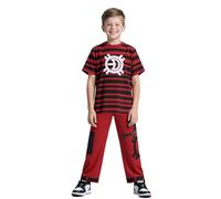 Koongso Kids Zombies Victor Costume, Boys Girls Halloween Vampires Cosplay Outfits Black and Red Victor Uniform Suit Striped Punk T-Shirt and Pants