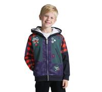 Koongso Kids Zombies Zed Costume Halloween Outfits, Boys 3D Print Daywalker Vampires Zip-Up Hoodie Jacket Zed Black and Red Plaid Jacket Outwear