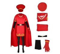 Koongso Lord Farquaad Costume, Role Play King Farquaad Red Cloak Robe Hat Suit Halloween Party Outfits School Stage Clothes Set