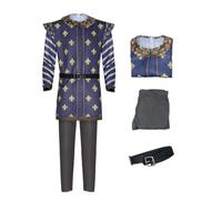 Koongso Men Prince Charming Costume, Movie Character Far Far Away Prince Royal Uniform Coat Pants Belt Court Suit Halloween Dress Up Party Carnival Outfits