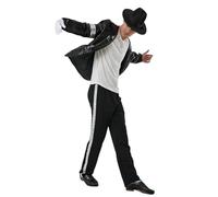 Koongso Pop King MJ Costume, Dance Star Michael Stage Outfit Suit - Black Sequins Jacket, Pants, Hat & Glitter Gloves, 80s 90s Dance Stage Party Halloween Outfits
