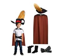 Koongso Puss and Boots Costume Kit - Cape with Hat Belt & Boots Cover, Kids Book Character Master Cat Costume Halloween Outfit, Child Robber Pirate Costume