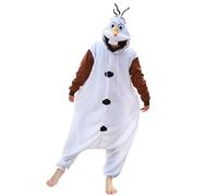 Koongso Unisex Adult Olaf Onesie Costume Cartoon Snowman One Piece Fleece Pajamas Animal Halloween Christmas Party Pjs Sleepwear Union Suit for Men Women