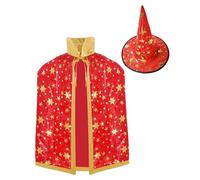 Koongso Unisex Adults Wizard Magician Star Print Robe Cloak with Hat for Men Women Carnival Halloween Witch Role Play Outfits,130cm