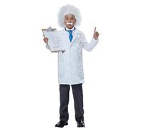 Koongso Unisex Kids Physicist Costume Scientist Einstein White Lab Coat with Wig Tie for Boys Girls Halloween Role Play Party Outfits Stage Fancy Dress Up