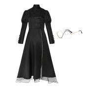 Koongso Wicked Elphaba Costume for Women, Adults Wicked Black Dress Elphaba's Glasses Gothic Party Gown Halloween Evil Witch Cosplay Outfit