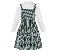 Koongso Wicked Witch Costume for Women, Adults Wicked Nessarose Costume Green and White Shirt Dress Halloween Evil Witch Dress Up