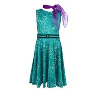 Koongso Women Girls Casual Sleeveless Disgust Green Dress, Adult Kid Disgust Costume Halloween Party Outfit
