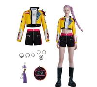 Koongso Women K-Pop Demon-Hunting Costume, Anime Hunters Idol Rumi Pop Stage Print Uniform Full Set Halloween Party Outfits