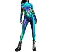 Koongso Women's Animal Octopus Halloween Costume Jumpsuit, Adults 3D Print Mermaid Octopus Skinny Catsuit Long Sleeve Snake Cosplay Bodysuit Unitard