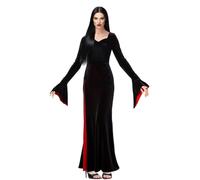 Koongso Women's Morticia Addams Costume, Gothic Family Black Red Velvet Maxi Dress, Halloween Witch Cosplay Costumes Party Sexy Vintage Long Dress