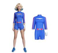 Koongso Zombies Costume for Adults, Women Girls Movie Character Addison Zombies Cosplay Tee Shorts and Bracelet, 3 Pcs Blue Uniform Halloween Outfits