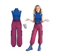 Koongso Zombies Costume for Kids, Teen Girls Movie Character Addison Blue Sleeveless Top Pants and Bracelet, 3 Pcs School Uniform Halloween Outfits