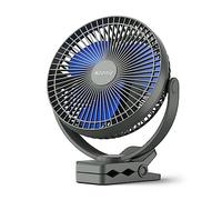 Koonie 10000mAh Clip on Fan, 8 Inch Portable Fans, Rechargeable USB Fan, 360° Rotate & 4 Speeds, Strong Airflow, Sturdy Clamp for Office Desk Golf Car Outdoor Travel Camping Tent Gym Treadmill