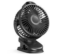 Koonie Portable Clip On Fan, Small USB Fan Battery Operated, 3 Speed Rechargeable Mini Fan With LED Display, 360° Rotate Personal Cooling Desk Fan for Stroller Travel Camping Golf Gym