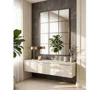 Koonmi 120L x 76W cm, Rectangular Window Mirror, Bathroom Mirror With Grid, Tempered Glass Explosion Proof Decorative Wall Mirror for Indoor Living Room Hallway Entrance Outdoor Garden, Bronze