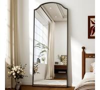 Koonmi 165 x 60 cm Full-Length Mirror - Unique Curved Top, for Wardrobe, Bedroom, Hanging, Standing or Leaning, Black