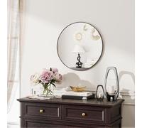 Koonmi 50 cm Black Round Mirror, Circle Wall Mirror with Aluminum Alloy Frame, Classic for Bathroom over the Sink, Modern Hanging on the Hallway Wall, Black