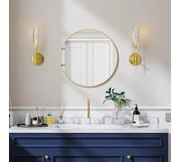 Koonmi 50 cm Gold Round Mirror, Circle Wall Mirror with Aluminum Alloy Frame, Classic Round Mirror for Bathroom over the Sink, Gold
