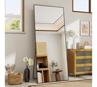 Koonmi 60x165 cm Mirror Full Length - Minimalist Modern Full Body Floor Length Mirror - Standing, Hanging, Leaning for Living Room, Black