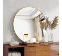 Koonmi 76x76cm Round Wall Mirror, Circle Mirror with Aluminum Alloy Frame and Tempered Glass, Suitable for Bathroom, Bedroom, Hallway, Gold