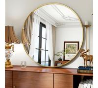 Koonmi 91cm Round Mirror - Wall Mounted Circle Mirror for Bathroom, Living Room, Bedroom, Entryways - Gold Frame