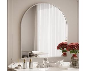 Koonmi Aluminium Frame Wall Mirror, 81 x 86 cm, Silver, Modern Style, Curved, Explosion-Proof, Bathroom & Dressing Room