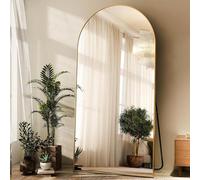 Koonmi Arched Full Length Mirror, Right Angle Design, Large Size 171×76cm, Full Length Mirror with Stand, Made of Tempered Glass Suitable for Bedroom, Entryway, Living Room, Gold