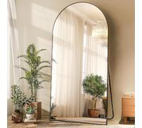 Koonmi Arched Full Length Mirror, Right Angle Design, Large Size 171×76cm, Full Length Mirror with Stand, Made of Tempered Glass Suitable for Bedroom, Entryway, Living Room, Black
