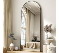Koonmi Arched Full Length Mirror, Right Angle Design, Medium Size 165×60cm, Full Length Mirror with Stand, Made of Tempered Glass Suitable for Bedroom, Entryway, Living Room, Black