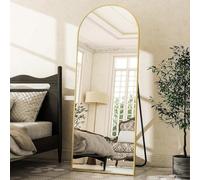 Koonmi Arched Full Length Mirror, Right Angle Design, Medium Size 165×60cm, Full Length Mirror with Stand, Made of Tempered Glass Suitable for Bedroom, Entryway, Living Room, Gold