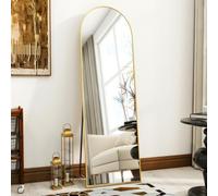 Koonmi Arched Full Length Mirror with Stand, 150 x 40 cm, Gold | Tempered glass, Suitable for bedrooms/dressing areas and hallways/entryways
