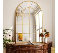 Koonmi Arched Grid Bathroom Wall Mirror, 75 x 50 cm, Gold