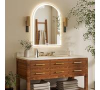 Koonmi Arched LED Bathroom Mirror, 50 x 75 cm, Front and Backlit, Dimmable