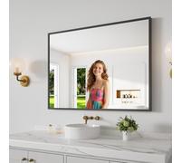 Koonmi Bathroom Mirror 30x40 Black Bathroom Wall-Mounted Mirrors, Modern Vanity Mirror for Bedroom, Living Room, Aluminum Alloy Frame Allow to Hang Horizontally or Vertically