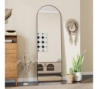 Koonmi Curved Top Mirror with Round Corners 40 x 150 cm Full Body Mirror Large Freestanding Hanging Floor Mirror as Changing Mirror for Living Room, Black