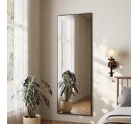 Koonmi Full Body Mirror, 41 x 127 cm, Door Mirror, Wall Mirror with 2 Height-Adjustable Hanging Hooks Over the Door, Hanging Mirror with Aluminium Alloy Frame for Wardrobe and Bedroom, Black