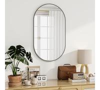 Koonmi Oval Bathroom Mirror, 56 x 96 cm Tempered Glass Wall Mounted Mirror, Bathroom Vanity Mirror without Distortion Hanging Horizontally or Vertically for Bedroom, Entryway, Living Room, Black