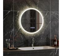Koonmi Round LED Bathroom Mirror, 50 x 50 cm, Anti-Fog, Dimmable