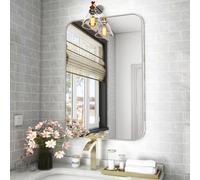 Koonmi Silver Mirror 20" x 28" with Rounded Corner, Aluminum Alloy Wall for Horizontal or Vertical Mounting