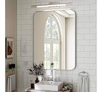 Koonmi Silver Wall Mounted Bathroom Mirror 75 x 100 cm with Round Corner Modern Wall Mirror with Aluminium Alloy Frame for Horizontal or Vertical Wall Mounting, Silver