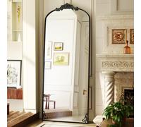Koonmi Vintage Standing Mirror Full Length, 76x165 cm Shatterproof Gorgeous Floor Body Mirror with Beautiful Retro Engraving Process for Bedroom Hallway, Black