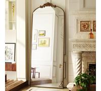 Koonmi Vintage Standing Mirror Full Length, 76x165 cm Shatterproof Gorgeous Floor Body Mirror with Beautiful Retro Engraving Process for Bedroom Hallway, Vintage